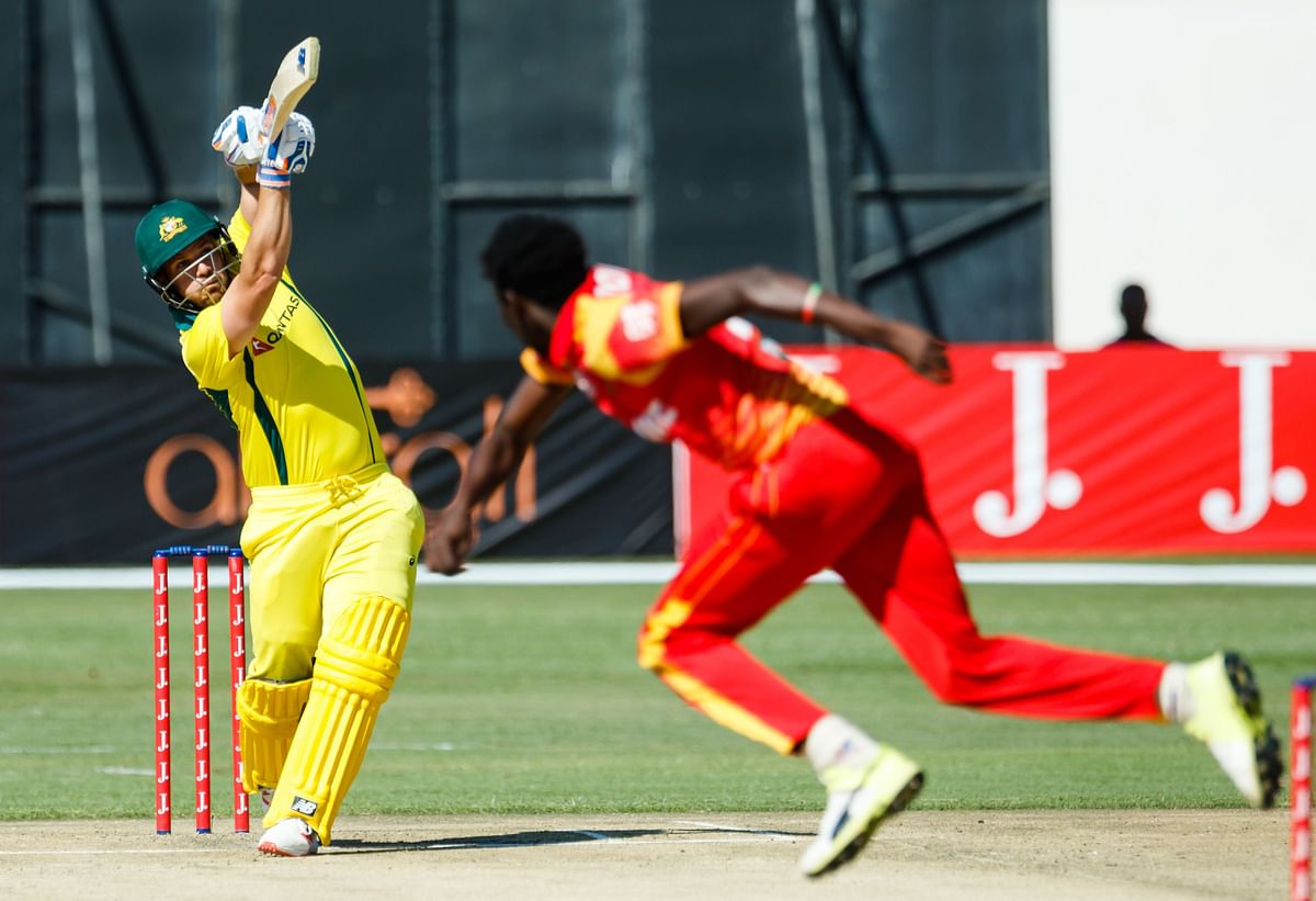 Australia`s captain Aaron Finch plays a shot during the third match played between Australia and hosts Zimbabwe as part of a T20 tri-series which includes Pakistan at Harare Sports Club, on 3 July 2018. Photo: AFP