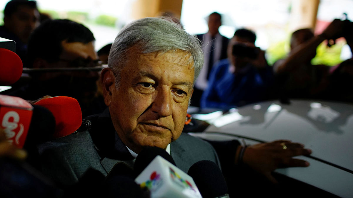 Mexican President-elect Andres Manuel Lopez Obrador speaks to journalists in Mexico City, Mexico on 6 July 2018. Photo: Reuters