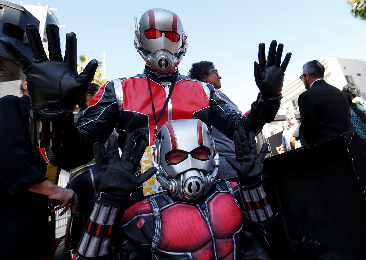 Fans in costumes gesture ahead at the premiere of the movie “Ant-Man and the Wasp” in Los Angeles, California, US 25 June, 2018. Photo: Reuters
