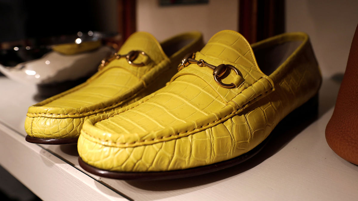 Gucci alligator skin shoes for sale are displayed at The RealReal shop, a seven-year-old online reseller of luxury items on consignment in the Soho section of Manhattan, in New York City, New York, US on 18 May 2018. Photo: Reuters