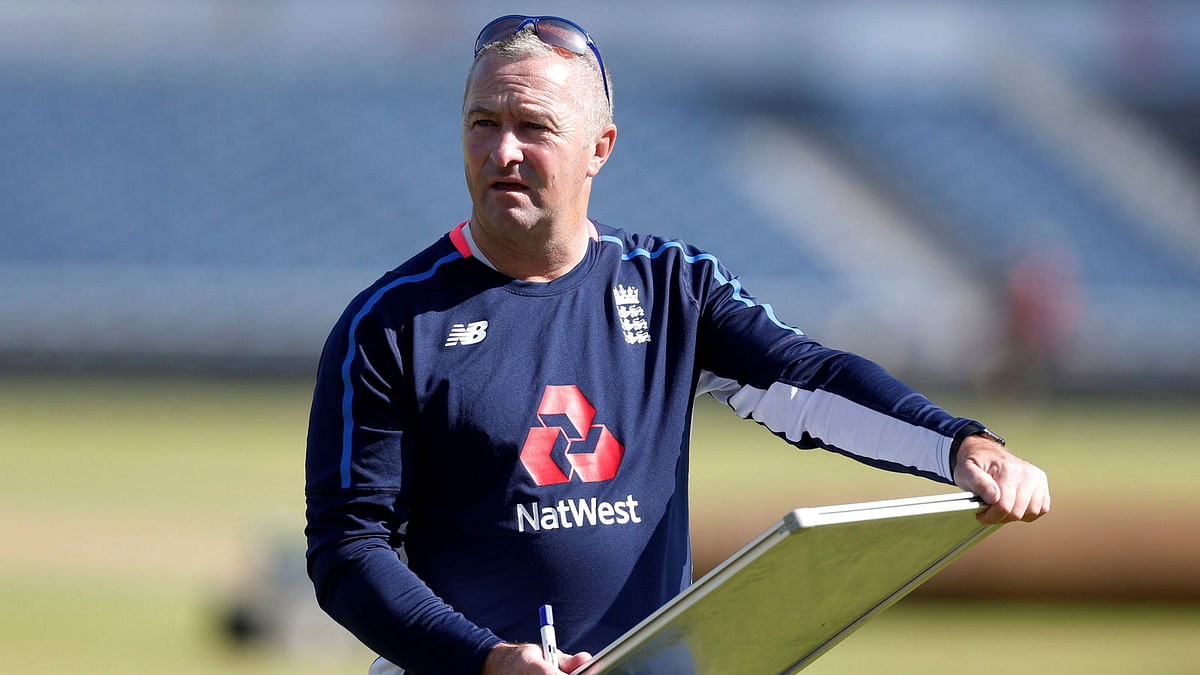 England assistant coach Paul Farbrace during nets at Emirates Old Trafford, Manchester, Britain on 2 July 2018. Photo: Reuters