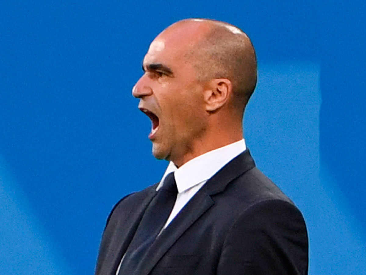 Belgium coach Roberto Martinez reacts during the semifinal against France at the Saint Petersburg Stadium in Saint Petersburg on July 10, 2018. AFP