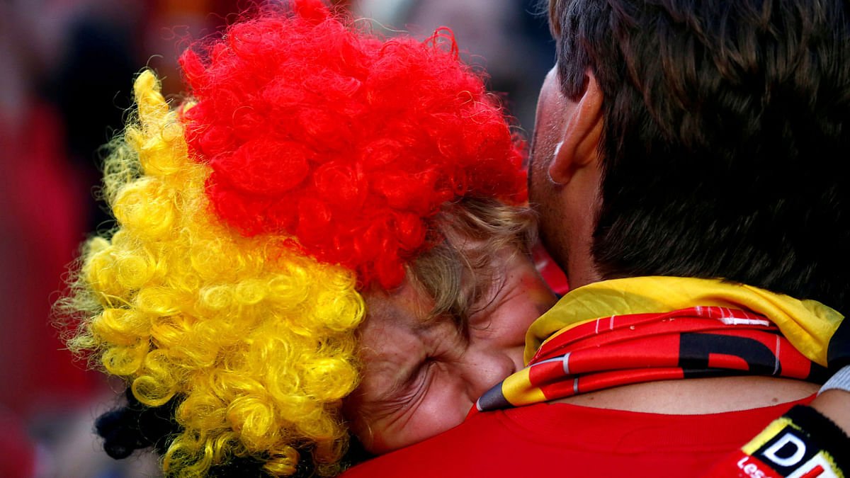 Soccer Football - World Cup - Semi-Final - France v Belgium - Brussels, Belgium - 10 July 2018. Belgium fan reacts after the match in the fan zone. Photo: Reuters