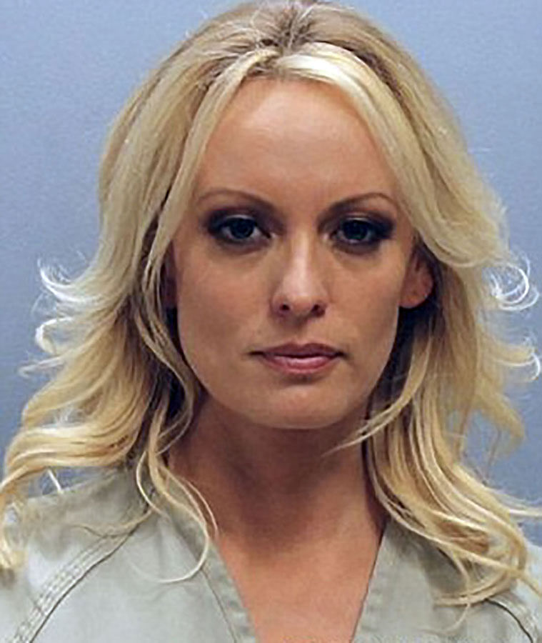 This booking photo obtained 12 July, 2018, courtesy of the Franklin County Sheriff`s Office shows adult film star Stormy Daniels. Adult film star Stormy Daniels, locked in a court battle with President Donald Trump over their alleged affair, was arrested 11 July, 2018 while performing at a strip club in what her lawyer described as a `politically motivated` setup. Photo: AFP