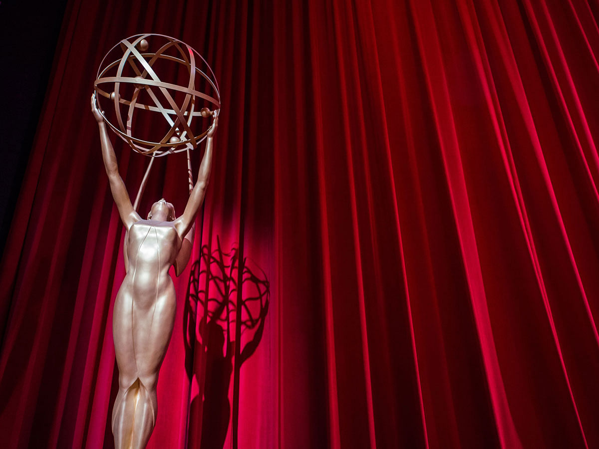 The stage is set ahead of the nominations announcement for the 70th Emmy Awards on 12 July, 2018 at the Television Academy`s Wolf Theatre in North Hollywood, California. HBO`s fantasy epic `Game of Thrones` led the field for television`s prestigious Primetime Emmy awards on Thursday, with a whopping 22 nominations, including one for best drama series. Photo: AFP
