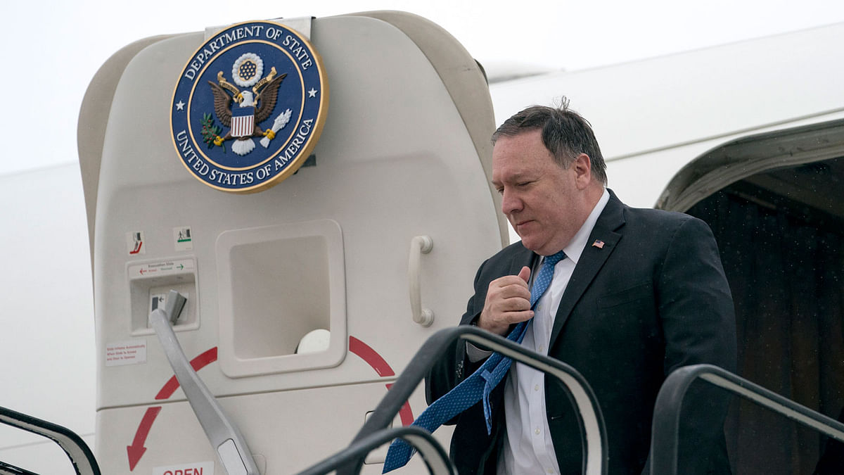 Secretary of State Mike Pompeo arrives at Brussels Airport in Zaventem, Belgium on 10 July. Photo: AP