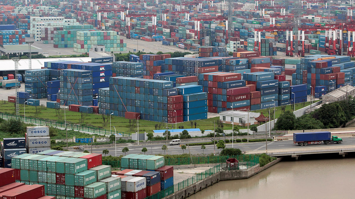 A general view of a container port in Shanghai on 11 August 2009. Reuters File Photo
