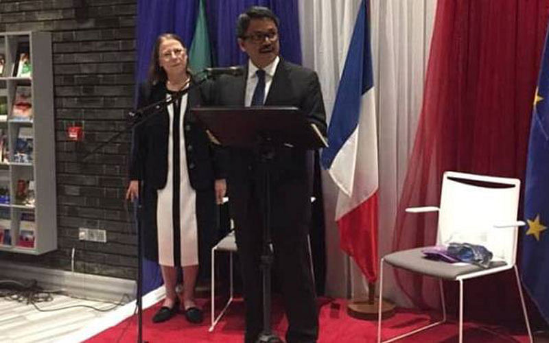 State minister for foreign affairs M Shahriar Alam speaks at a reception marking the National Day of the French Republic, in Dhaka on Saturday, 14 July 2108. Photo: UNB