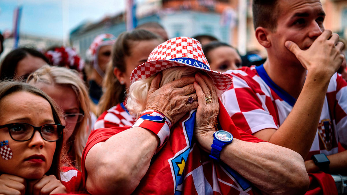 Croatian supporters react after the 2018 Russia World Cup final football match between Croatia and France. Photo: AFP
