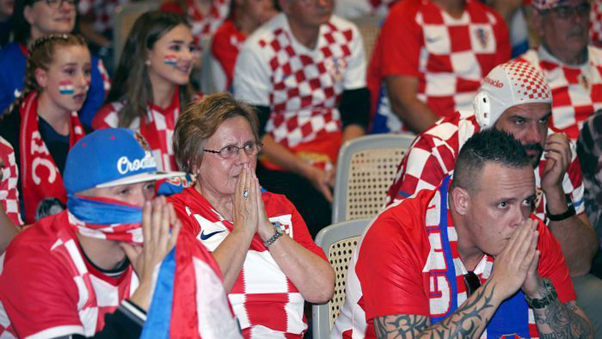 Croatian supporters react after the 2018 Russia World Cup final football match between Croatia and France. Photo: AFP