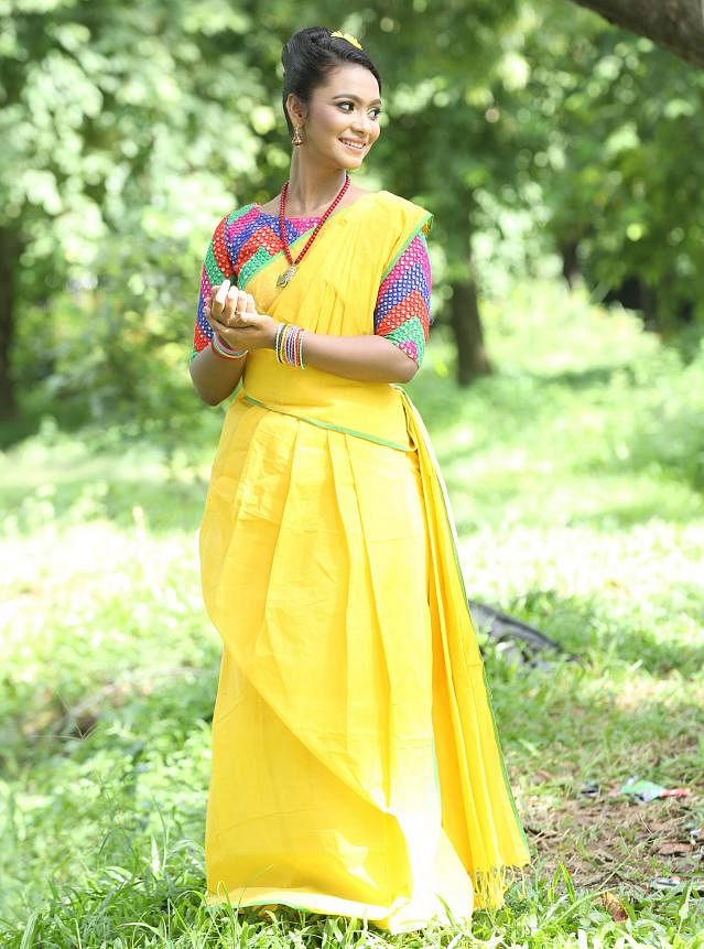 Sari is a romantic outfit in Tagore literature. Girls prefer saris to celebrate spring on Paila Falgun