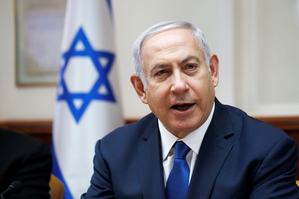 Israeli prime minister Benjamin Netanyahu attends the weekly cabinet meeting at his office in Jerusalem, on 15 July 2018. Photo: Reuters