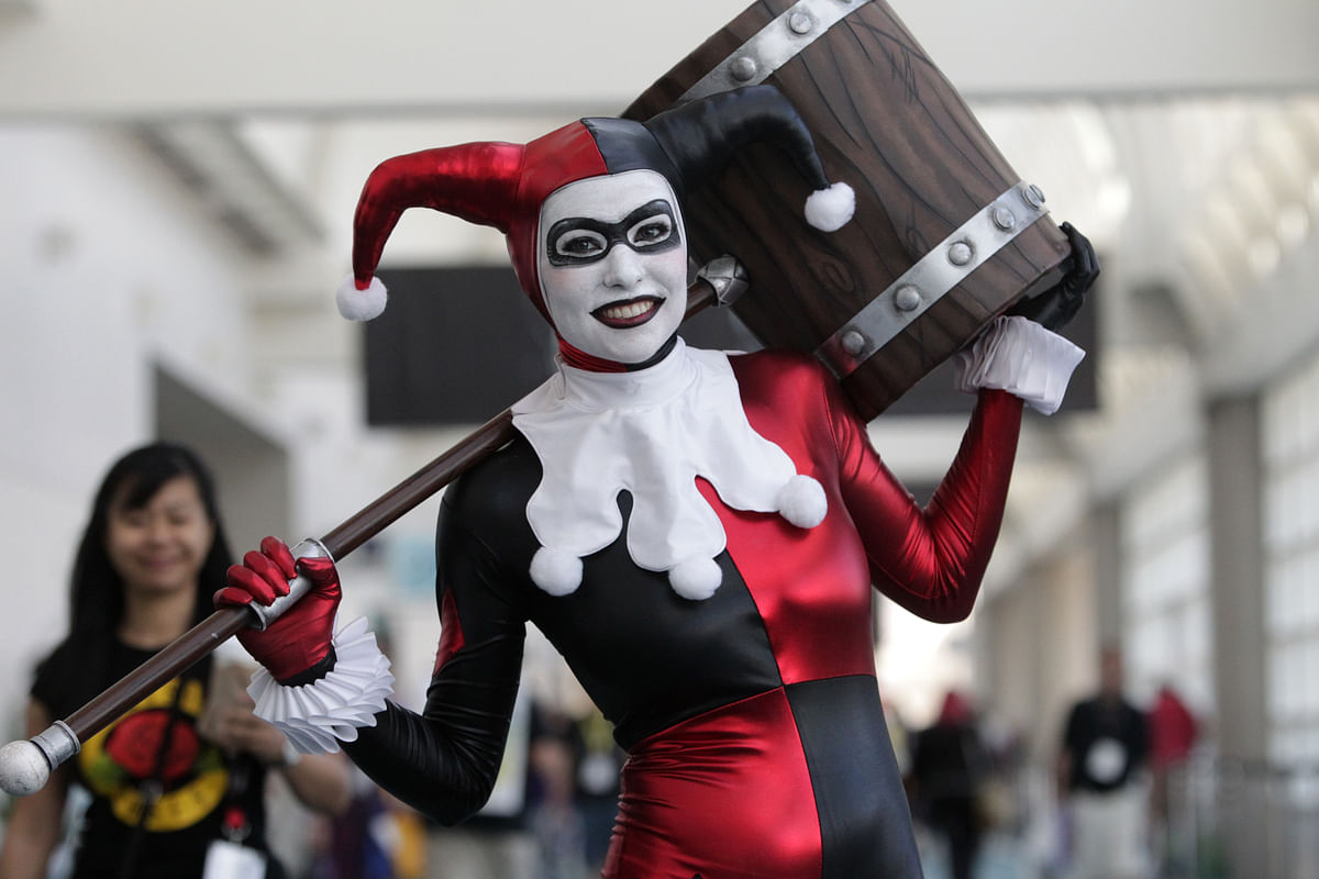 In this file photo taken on 21 July, 2017, Alex Waldron plays the part of Harley Quinn from the movie Suicide Squad during Comic-Con 2017 in San Diego, California. Photo: AFP