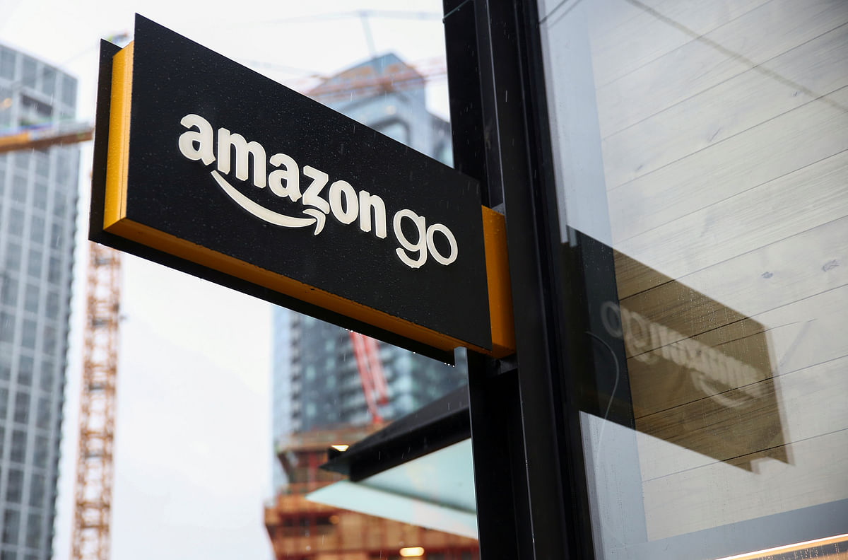 A sign for the new Amazon Go store on 7th Avenue at Amazon`s Seattle headquarters in Seattle, Washington, US on 29 January 2018. Photo: Reuters