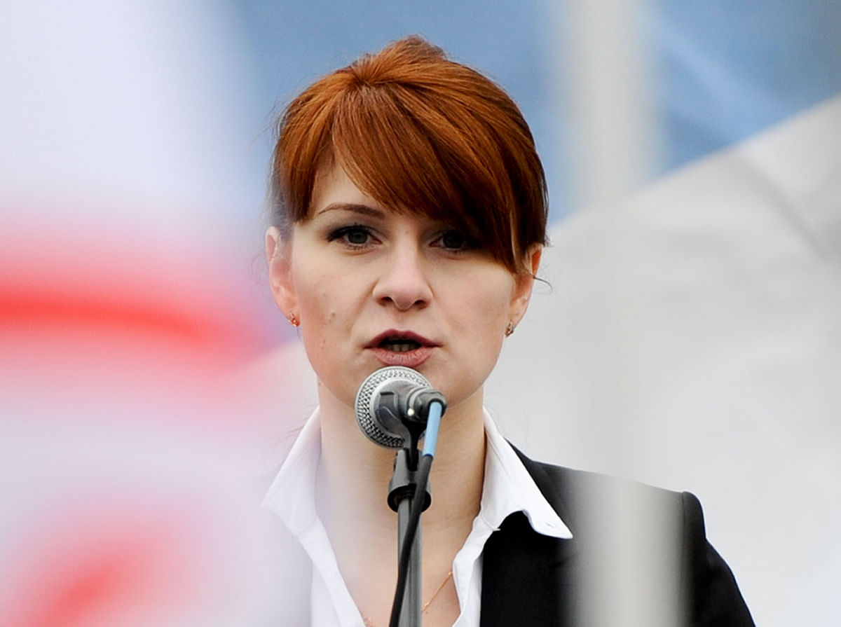 In this photo taken on 21 April, 2013, Maria Butina, leader of a pro-gun organization in Russia, speaks to a crowd during a rally in support of legalizing the possession of handguns in Moscow, Russia. Photo: AP