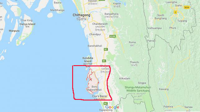 Location of Maheshkhali Island. Photo: Google Map