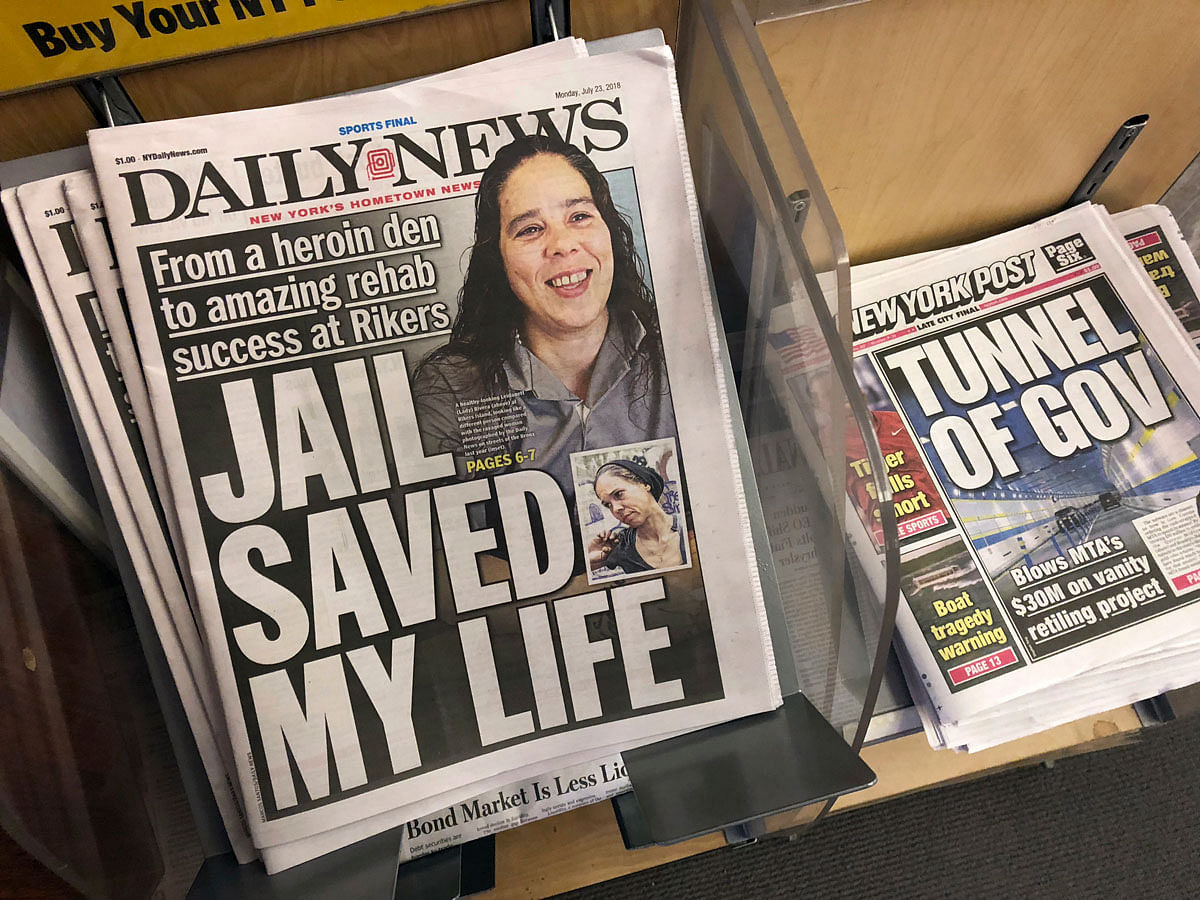 Copies of the New York Daily News are for sale at a news stand in New York, Monday, 23 July 2018, after the paper told employees that the newspaper is reducing its editorial staff by 50 per cent. Photo : AP