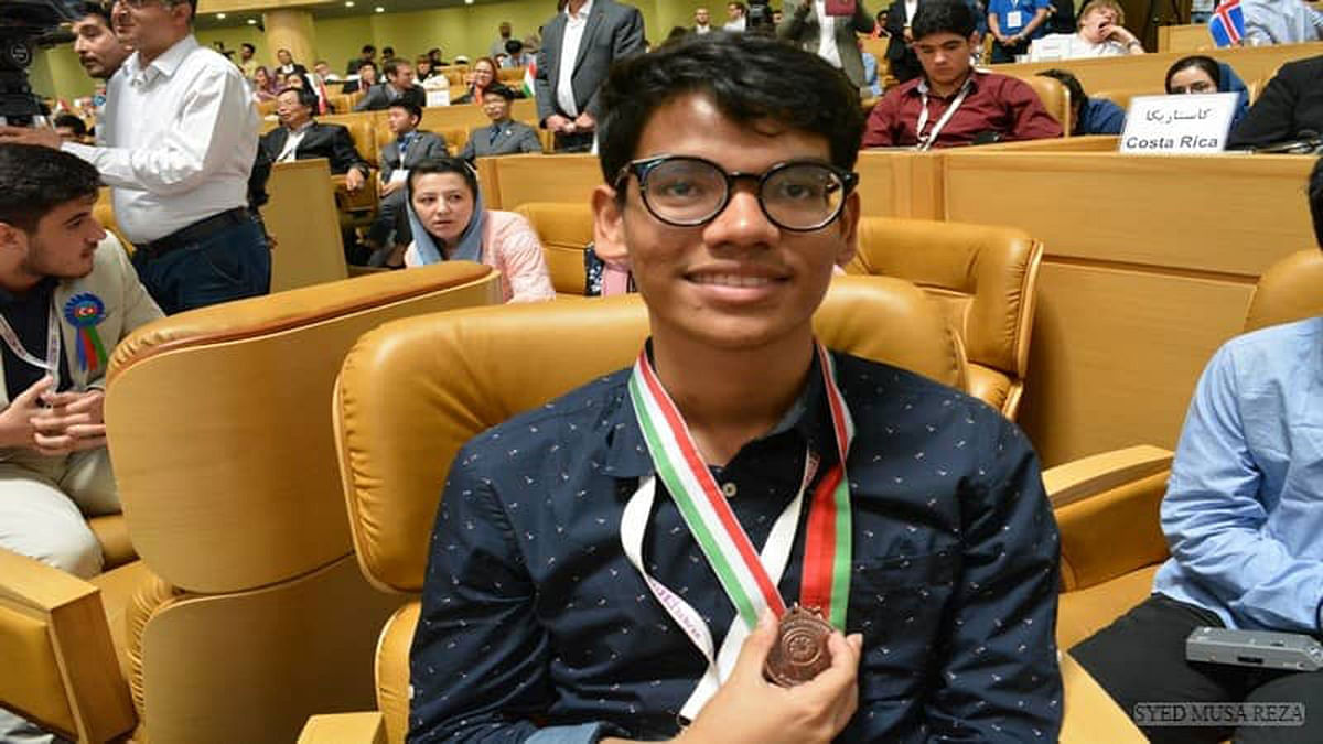 Auddithio Nag after winning bronze medal in the 29th International Biology Olympiad (IBO) held in Iran. Photo: UNB.
