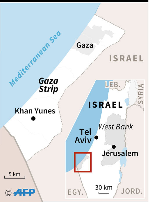 Map locating the Gaza Strip, where Israeli planes and tanks struck `military targets` on Friday in response to gunfire aimed at Israeli troops. Photo: AFP