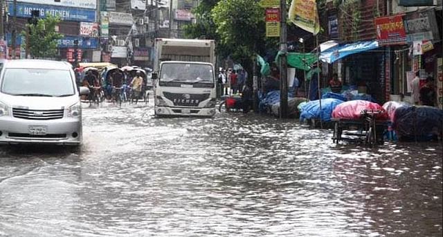Many areas of port city Chattogram go under water due to incessant rain. Photo: UNB