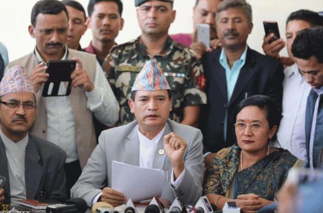Nepalese law, justice and parliamentary affairs minister Sher Bahadur Tamang on Tuesday offered his resignation through a press meet organised at Singha Durbar in Kathmandu