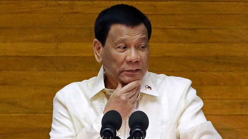 Philippine president Rodrigo Duterte delivers his State of the Nation address at the House of Representatives in Quezon city, Metro Manila, Philippines 23 July 2018