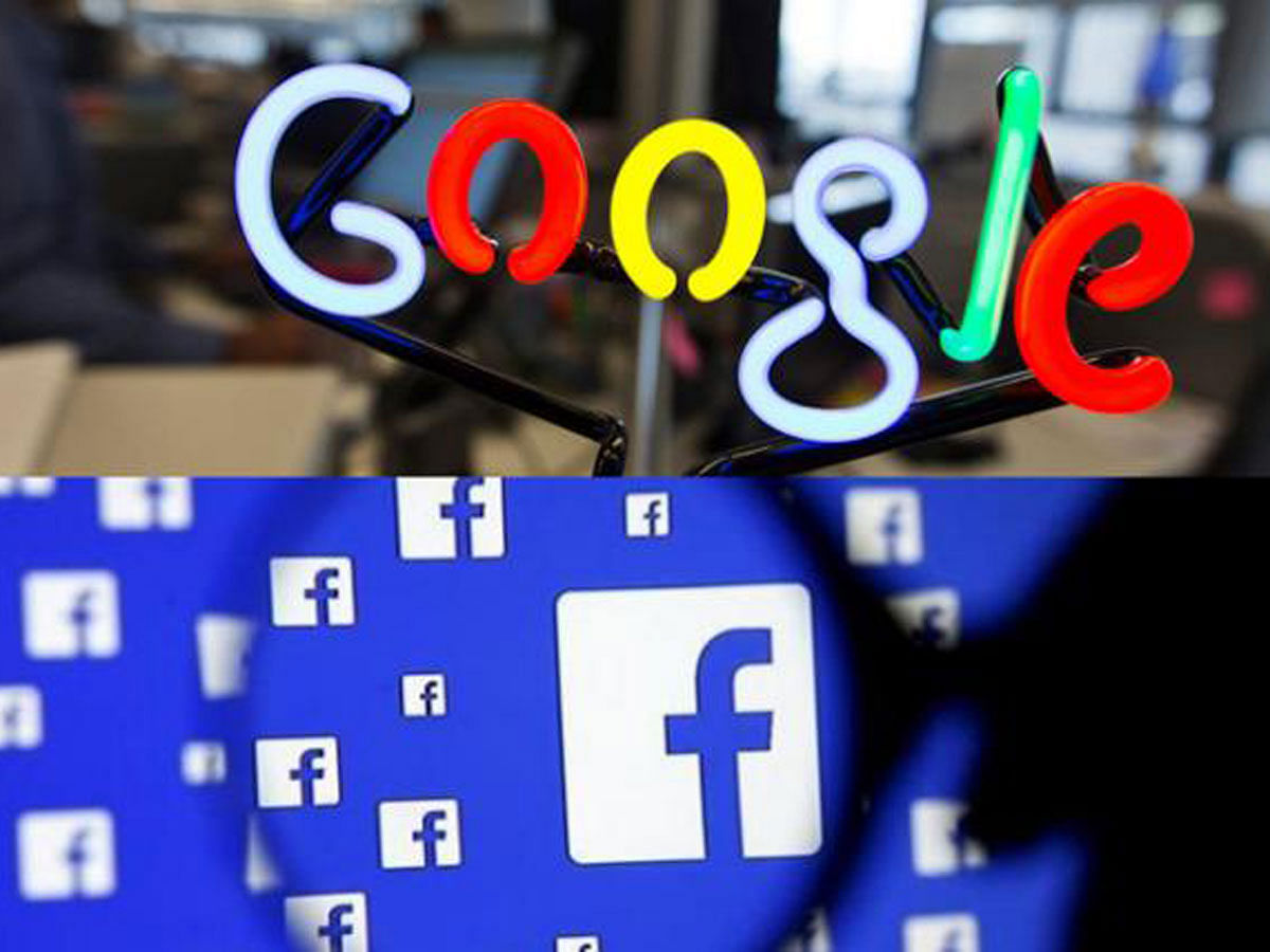 A collage of Facebook and Google logos. Photo: Reuters