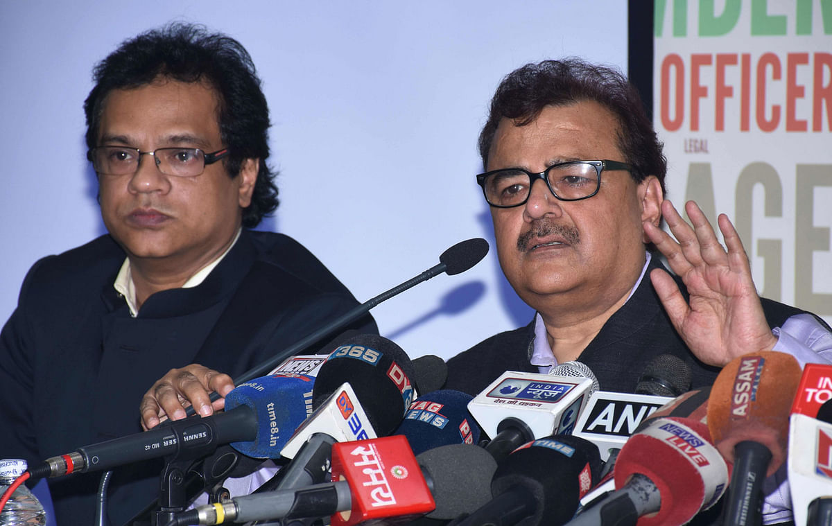 Registrar general and census commissioner of India Sailesh talks to the media next to national register of citizens (NRC) state coordinator Prateek Hajela (L) during a press conference reagarding the release of the final draft of `National Register of Citizens`, in Guwahati, on 30 July 2018. India on 30 July stripped four million people of citizenship in the northeastern state of Assam, under a draft list that has sparked fears of deportation of largely Bengali-speaking Muslims. Critics say it is the latest move by right-wing Prime Minister Narendra Modi to advance the rights of India`s Hindu majority at the expense of its many minorities, in particular its over 170 million Muslims. -- AFP