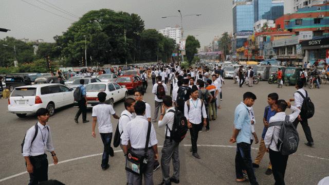 Students gathered in the Asad Gate area of Dhaka on 4 August. Photo: Dipu Malakar
