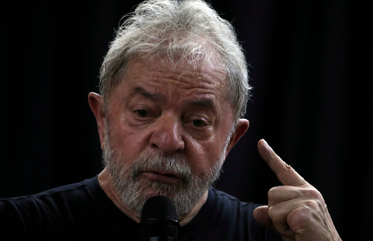 Former Brazilian President Luiz Inacio Lula da Silva speaks at his book launch event in Sao Paulo, Brazil on 16 March. Photo: Reuters