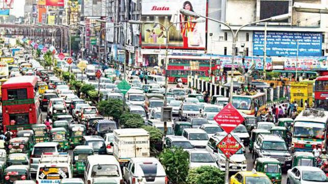 The picture shows a congested road of Dhaka. File photo