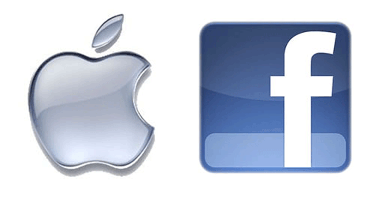 A combination of logos of Facebook and Apple