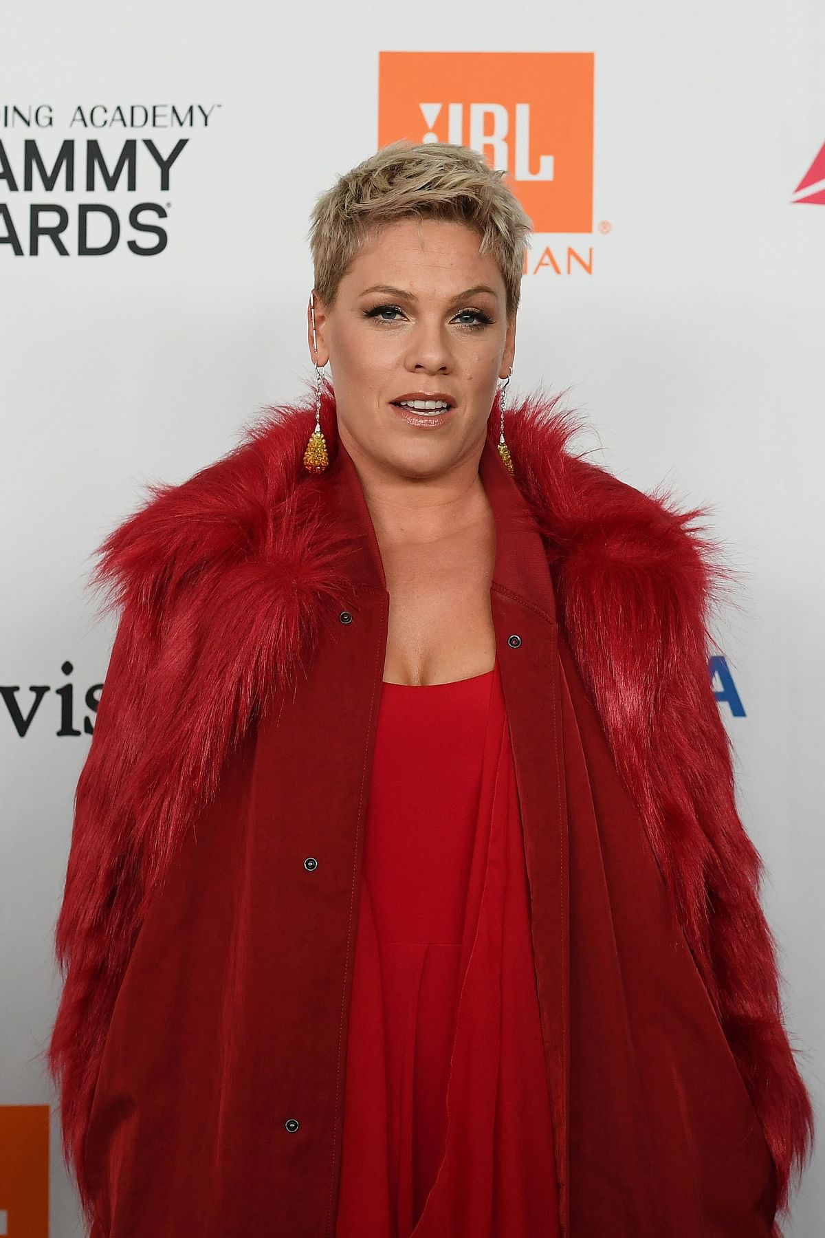 This file photo taken on 27 January, 2018 shows US pop singer Pink arriving for the traditional Clive Davis party on the eve of the 60th Annual Grammy Awards in New York. Photo: AFP