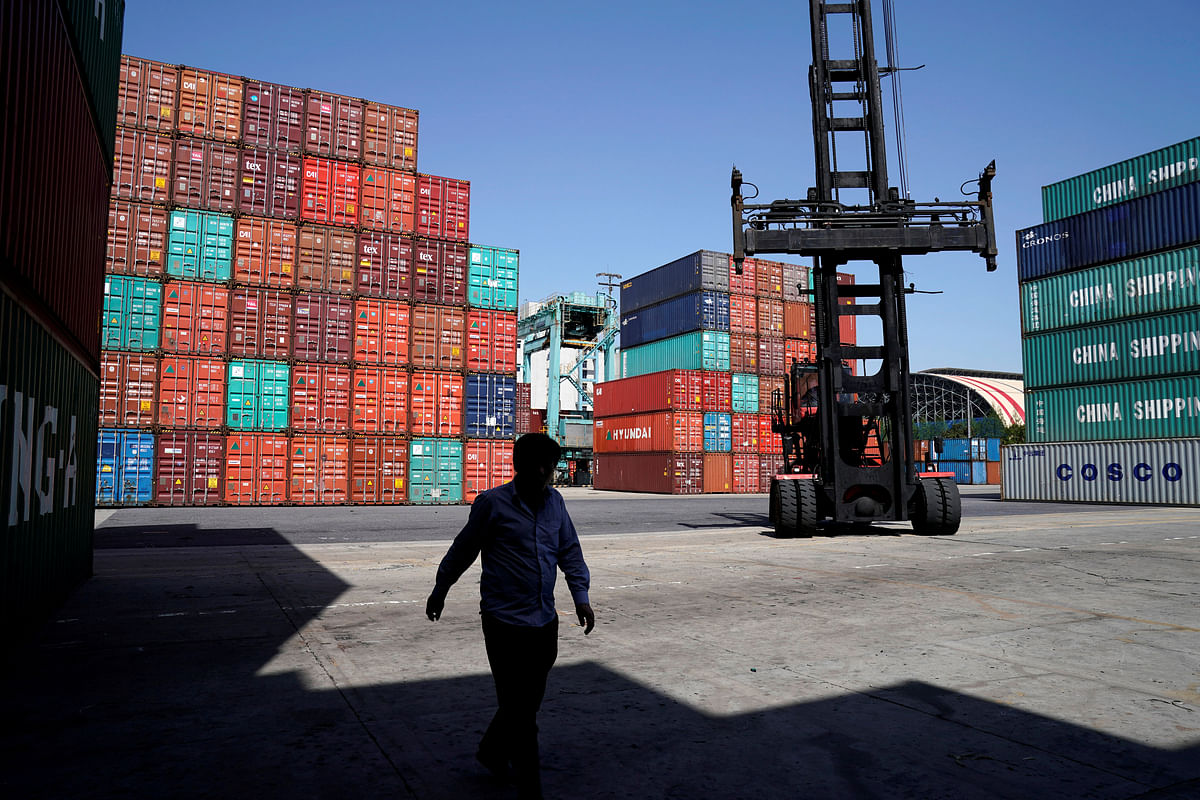 Shipping containers are seen at the port in Shanghai, China on 10 April. Photo: Reuters