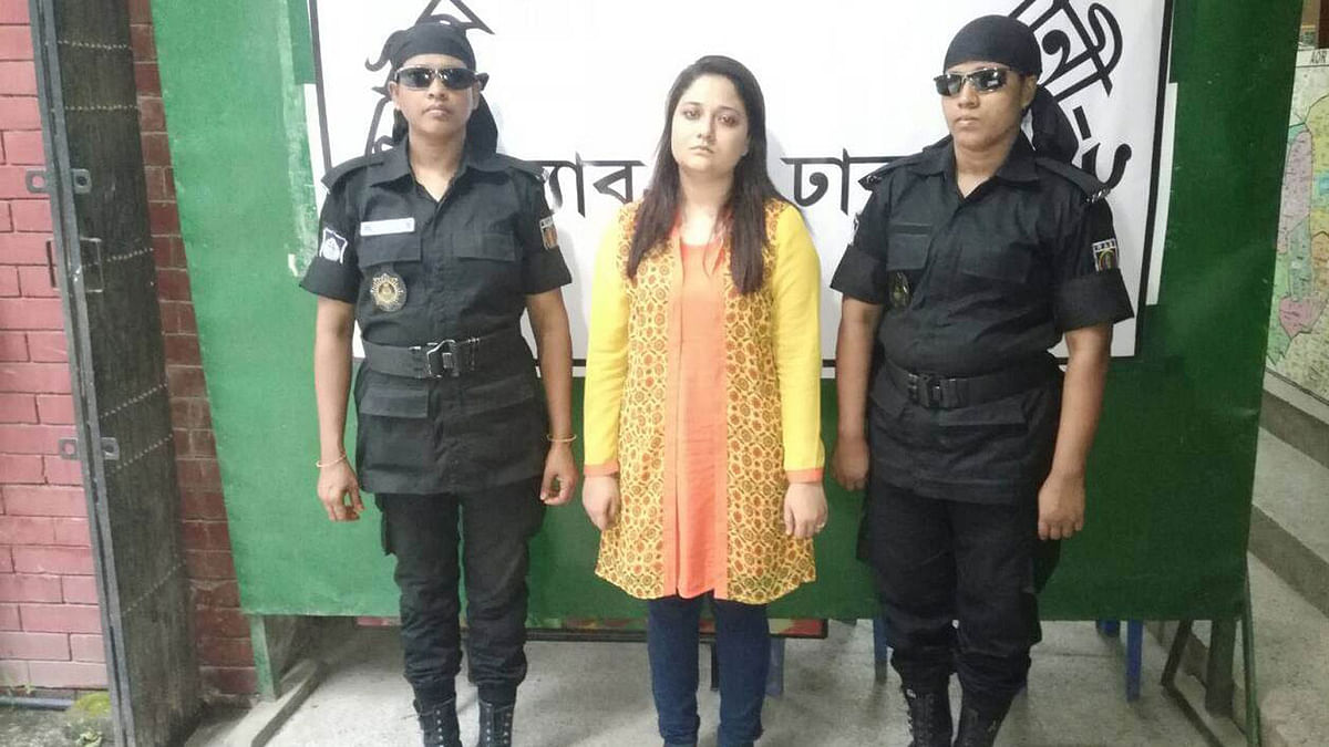 Members of Rapid Action Battalion (RAB) arrested Faria from the city`s Dhanmondi area on Thursday night for instigating the recent student movement for road safety through uploading provocative audio clips and posting status and false photos on Facebook. Photo: UNB