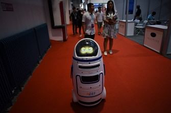 This file photo taken on 15 August 2018 shows a robot moving at the 2018 World Robot Conference in Beijing. Photo: AFP