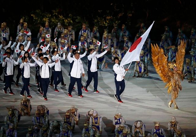 2018 Asian Games – Opening ceremony - GBK Main Stadium – Jakarta, Indonesia – 18 August 2018 – Athletes from Japan march. Photo: Reuters