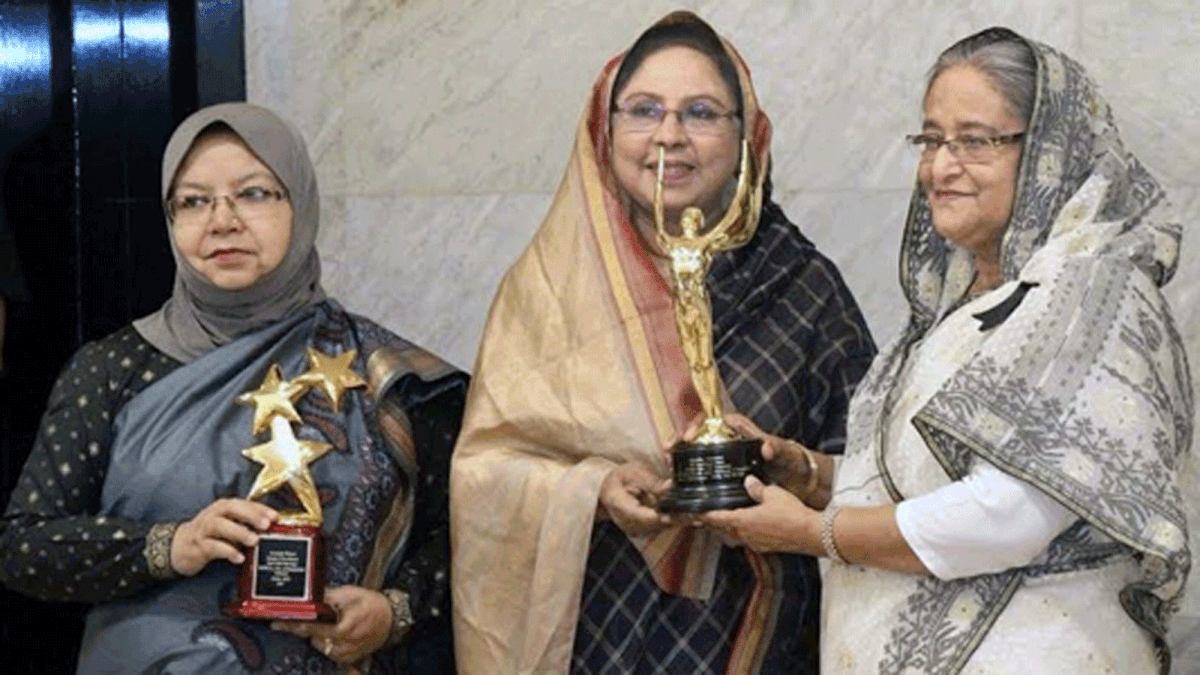 Prime minister Sheikh Hasina received two international awards given by the UNICEF. Photo: BSS