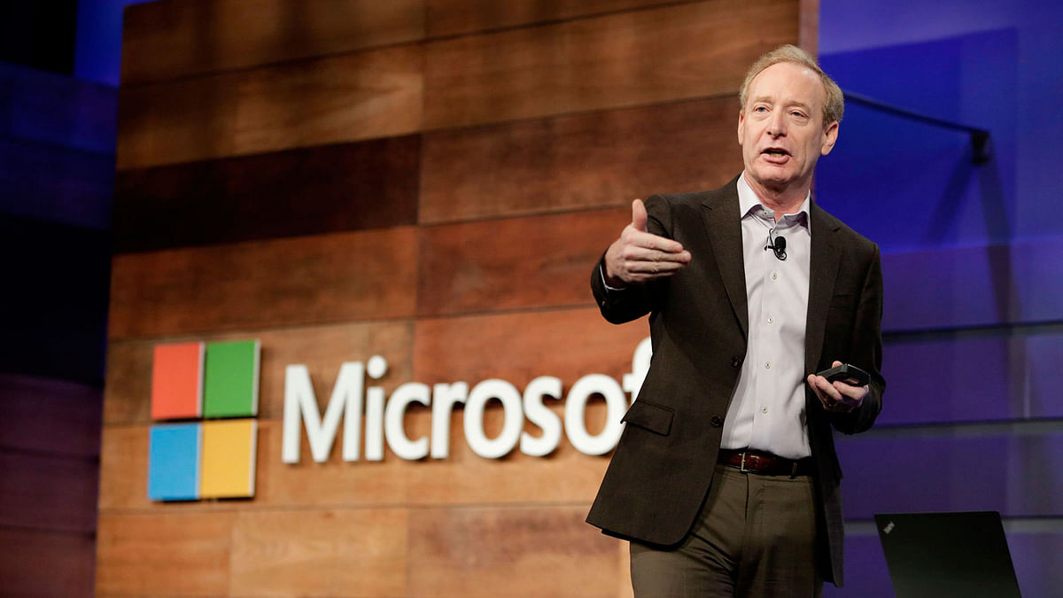 In this file photo taken on 29 November 2017 Microsoft president and chief legal officer Brad Smith speaks during the annual Microsoft shareholders meeting in Bellevue, Washington. The Russian hacking unit that tried to interfere in the US presidential election has been targeting conservative US think tanks, Microsoft said. Acting on a court order, the company last week seized control of six fake websites involved in such efforts, which also involved a site that mimicked the US Senate, Microsoft president Brad Smith said in a blog post 20 August 2018. The hackers were linked to the Russian military intelligence agency known as the GRU, Smith wrote. -- Photo: AFP