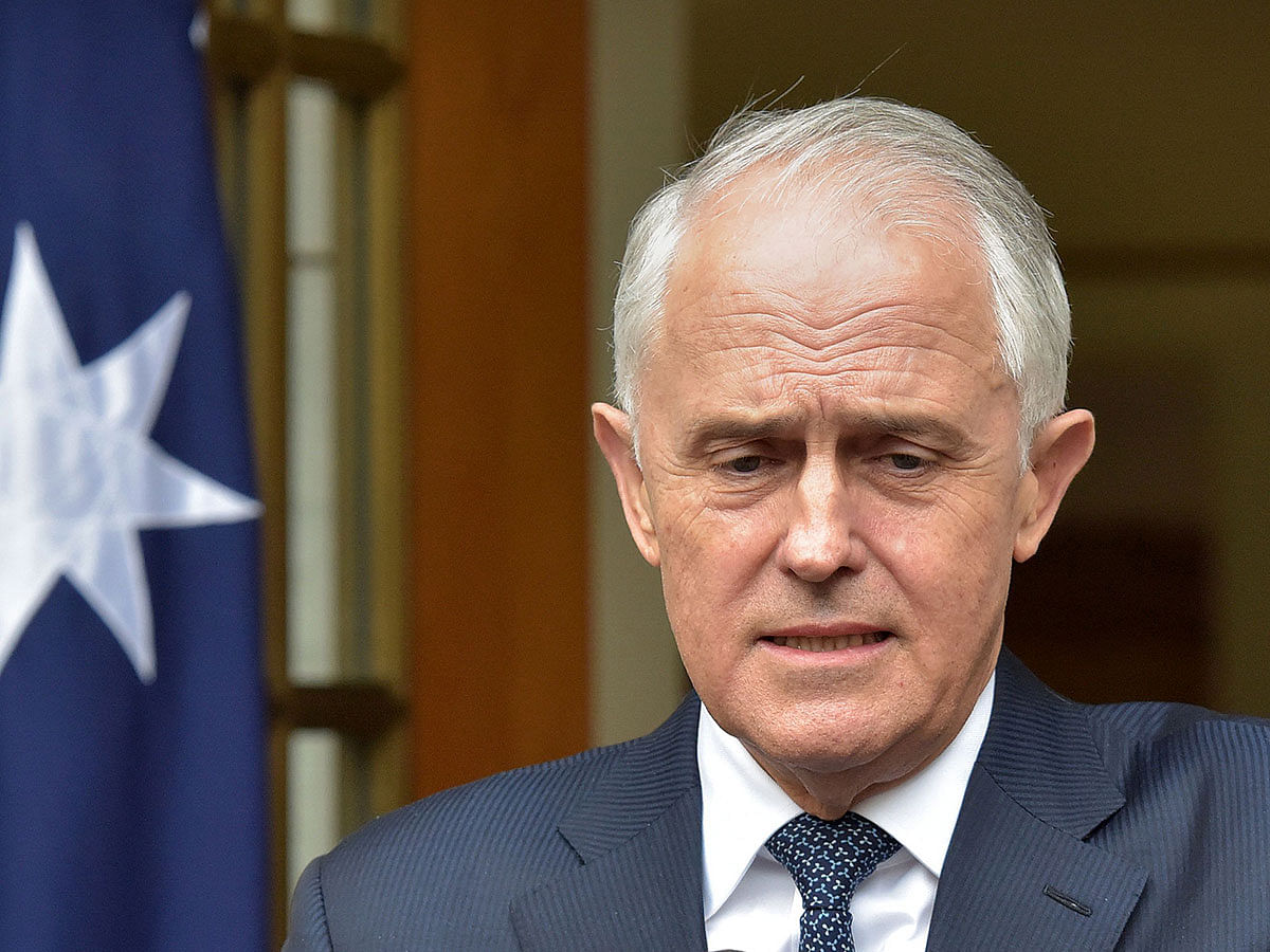 Australia`s prime minister Malcolm Turnbull attends a press conference at Parliament House in Canberra on 23 August, 2018. Photo: AFP