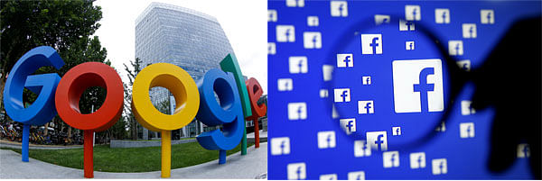Official logos of Google and Facebook. Photo: Reuters
