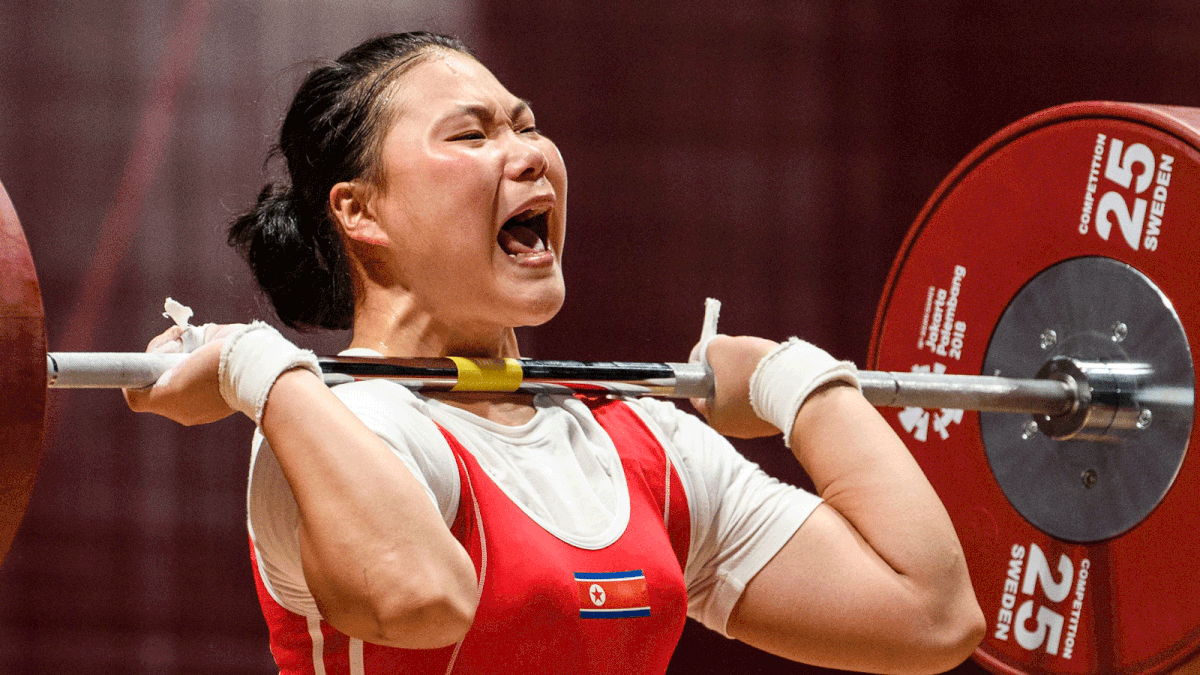North Korea`s Kim Hyo Sim takes part in the women`s 63kg weightlifting event at the 2018 Asian Games in Jakarta on 24 August 2018. Photo: AFP