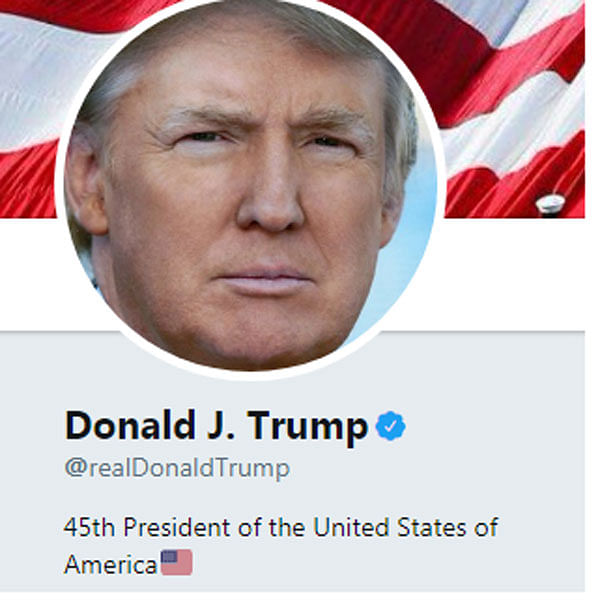 A screen-grab of Trump`s Twitter profile.