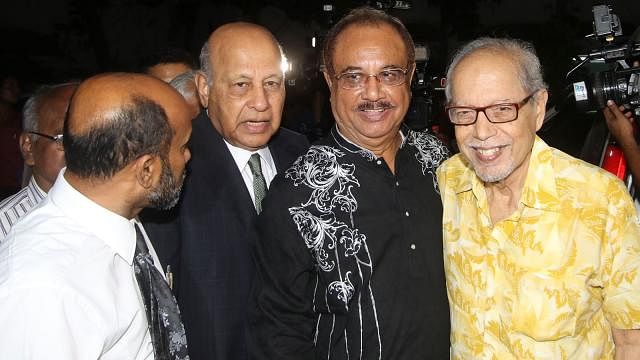 Leaders of various political parties are seen at Gano Forum president Kamal Hossain`s residence at Baily Road in Dhaka on Tuesday. Photo: Abdus Salam