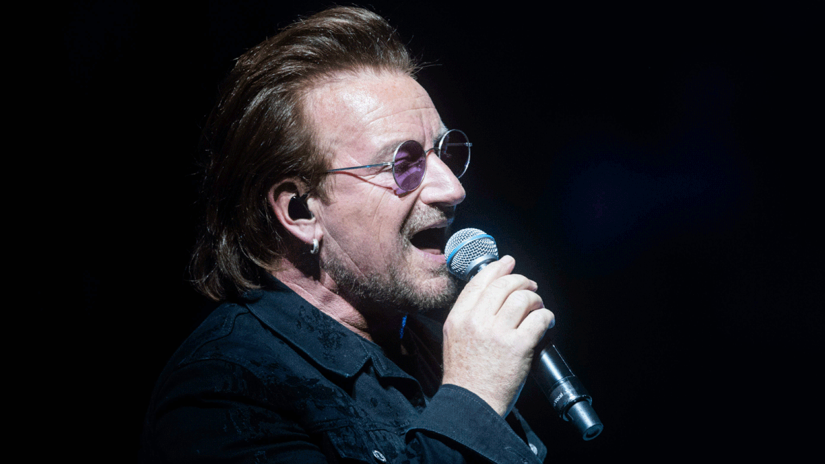 Irish lead singer of rock band U2 Bono performs in Berlin on August 31, 2018. AFP