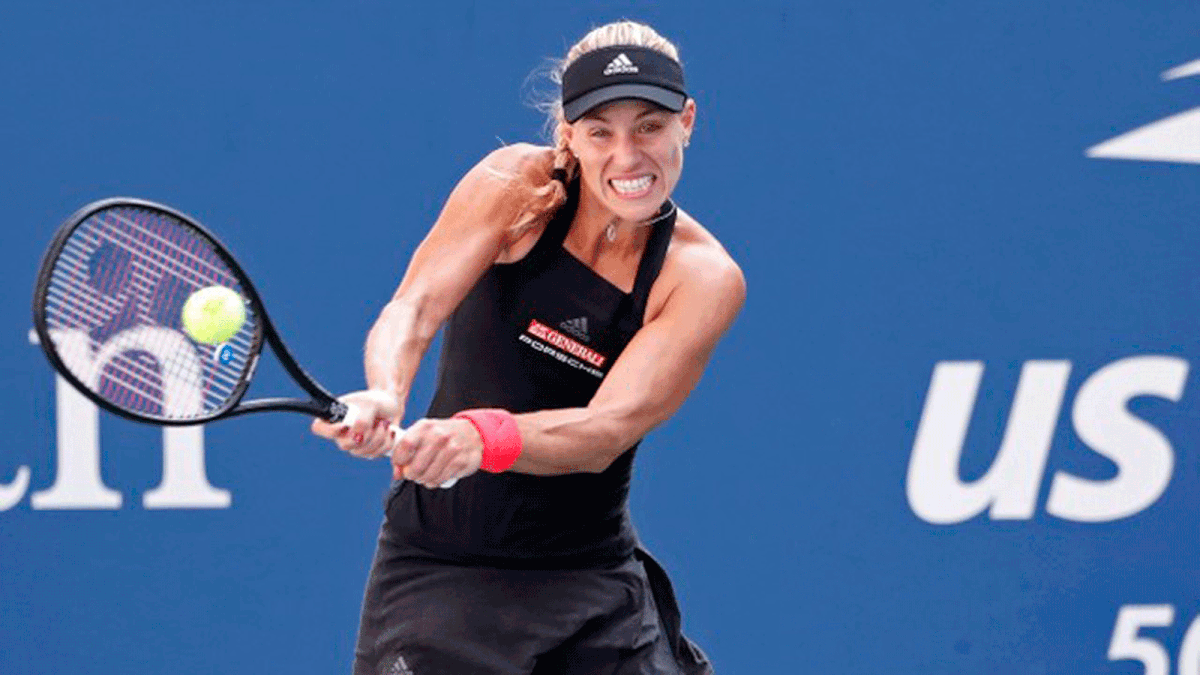 Angelique Kerber of Germany hits a backhand against Dominika Cibulkova of Slovakia (not pictured) in the third round on day six of the US Open at USTA Billie Jean King National Tennis Center. Photo: Reuters