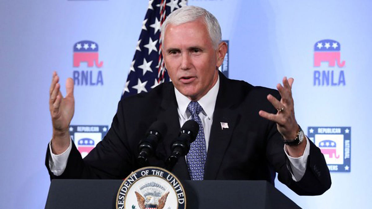 US vice president Mike Pence delivers a speech at the Republican National Lawyers Association (RNLA) in Washington, US, 24 August 2018. Photo: Reuters