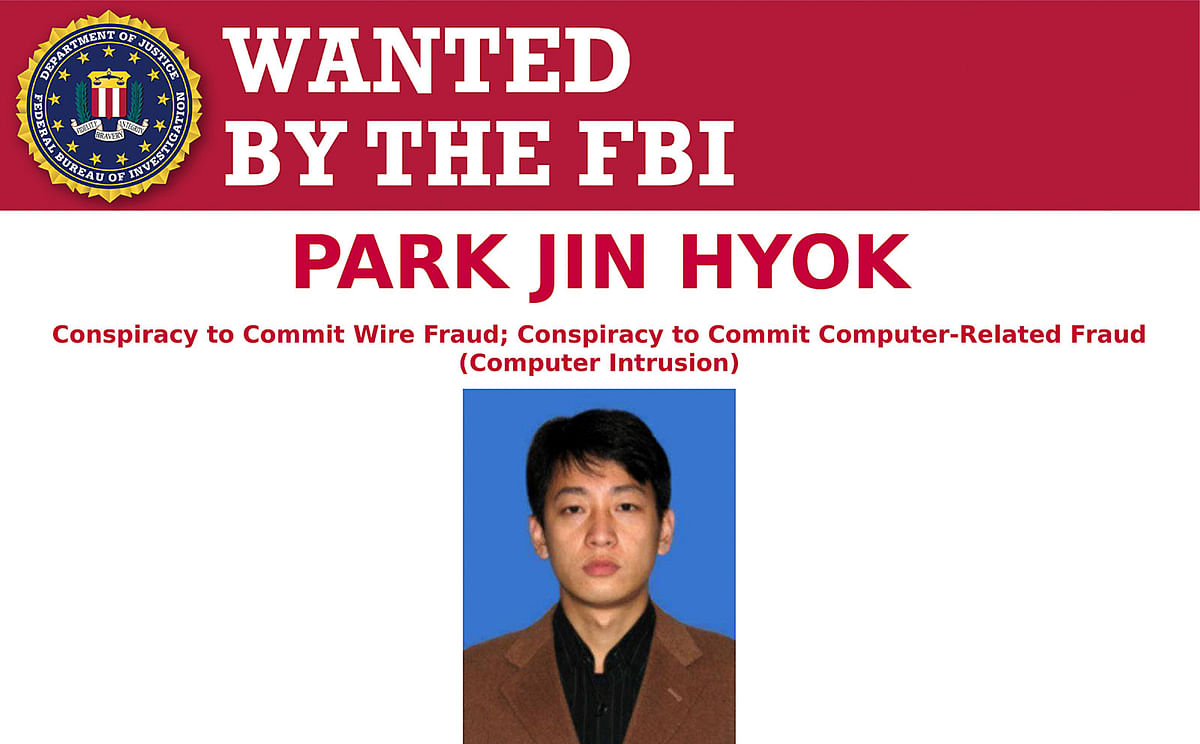 This wanted poster released by the FBI shows a photo of Park Jin Hyok. Hyok, a computer programmer accused of working at the behest of the North Korean government, was charged Thursday, 6 September 2018, in connection with several high-profile cyberattacks, including the Sony Pictures Entertainment hack and the WannaCry ransomware virus that affected hundreds of thousands of computers worldwide. Photo: AP
