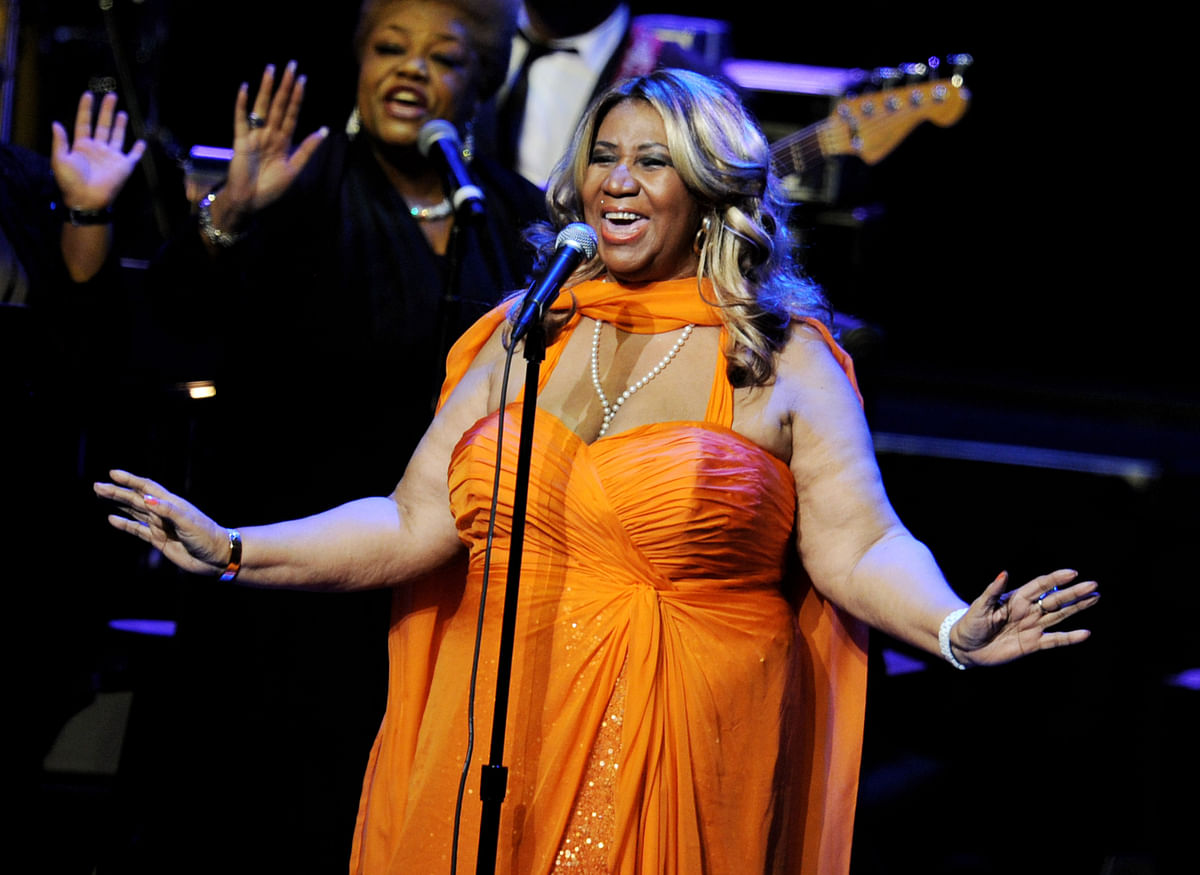 In this file photo taken on 25 July, 2012, singer Aretha Franklin performs at the Nokia Theatre L.A. Live in Los Angeles, California. Photo: AFP