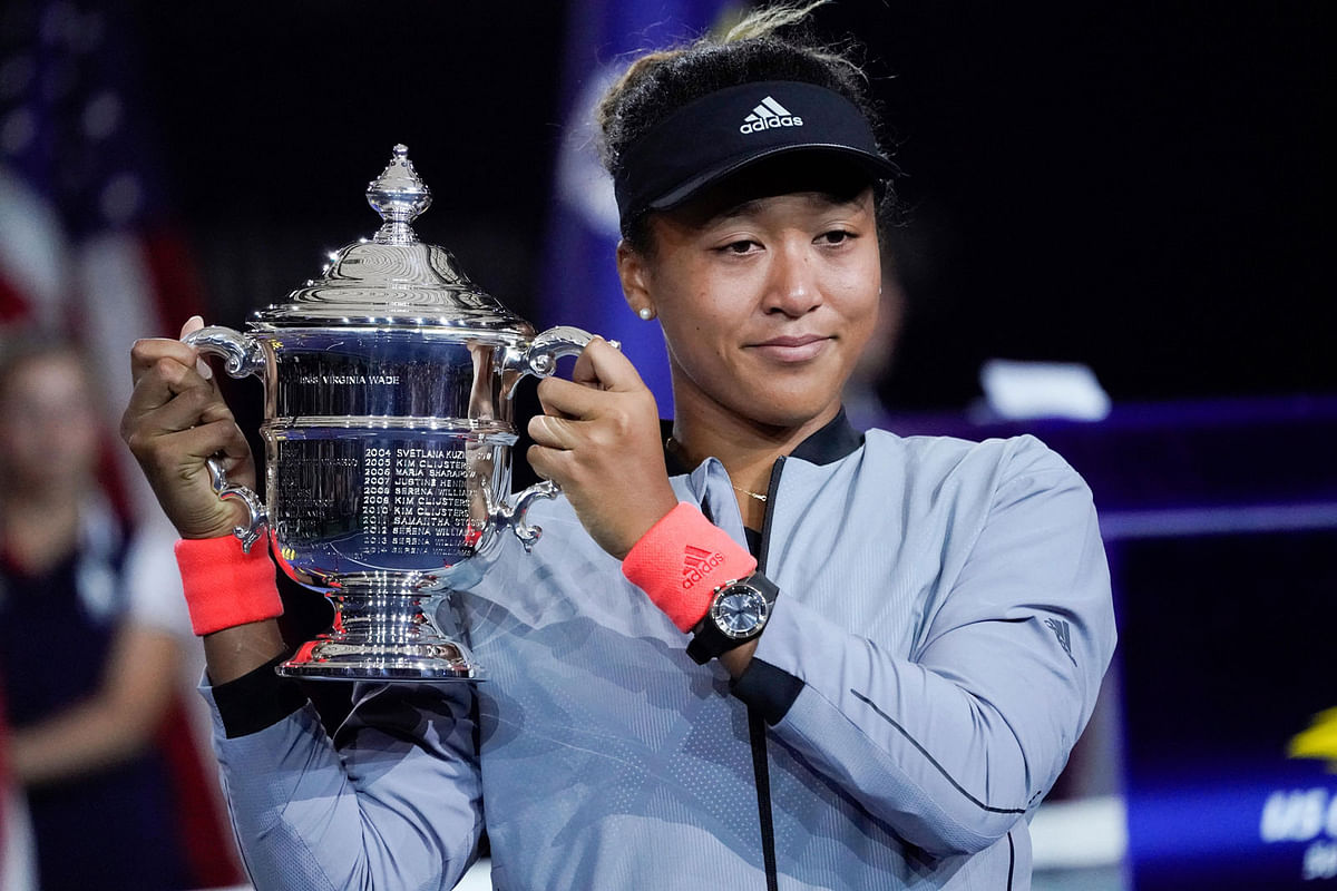 Naomi Osaka of Japan holds the US Open trophy after beating Serena Williams of the USA in the women’s final on day thirteen of the 2018 US Open tennis tournament at USTA Billie Jean King National Tennis Centre. Photo: Reuters